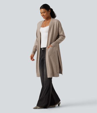 Long Sleeve Open Front Casual Cardigan with Pockets Long Sleeve Open Front Casual Cardigan with Pockets
