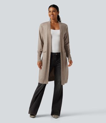 Long Sleeve Open Front Casual Cardigan with Pockets Long Sleeve Open Front Casual Cardigan with Pockets