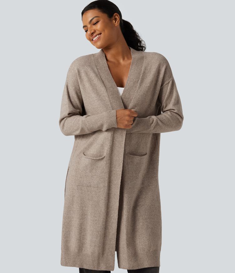 Long Sleeve Open Front Casual Cardigan with Pockets Long Sleeve Open Front Casual Cardigan with Pockets