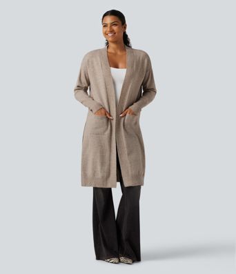 Long Sleeve Open Front Casual Cardigan with Pockets Long Sleeve Open Front Casual Cardigan with Pockets