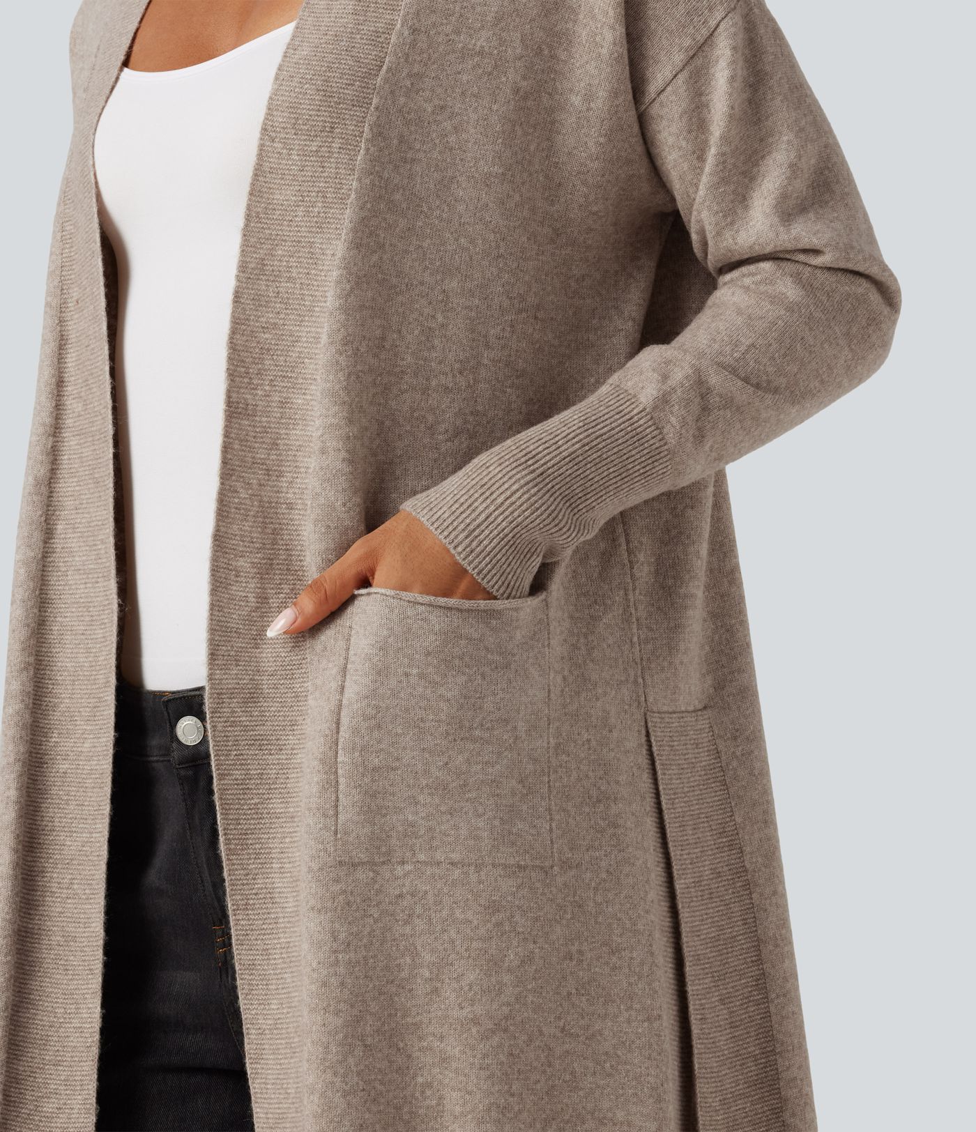 Long Sleeve Open Front Casual Cardigan with Pockets Long Sleeve Open Front Casual Cardigan with Pockets
