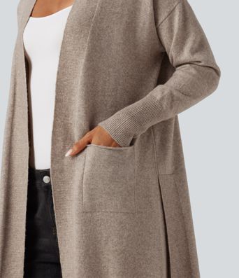 Long Sleeve Open Front Casual Cardigan with Pockets Long Sleeve Open Front Casual Cardigan with Pockets