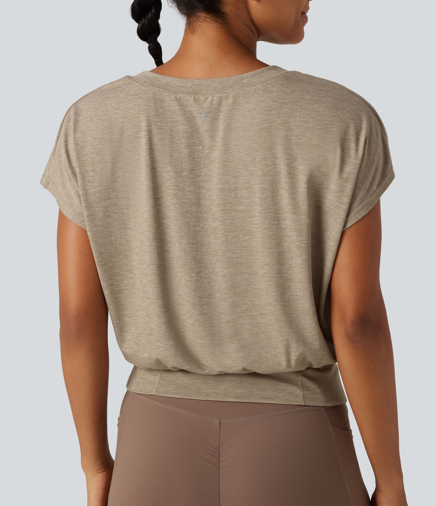 V Neck Batwing Short Sleeve Yoga Sports Top