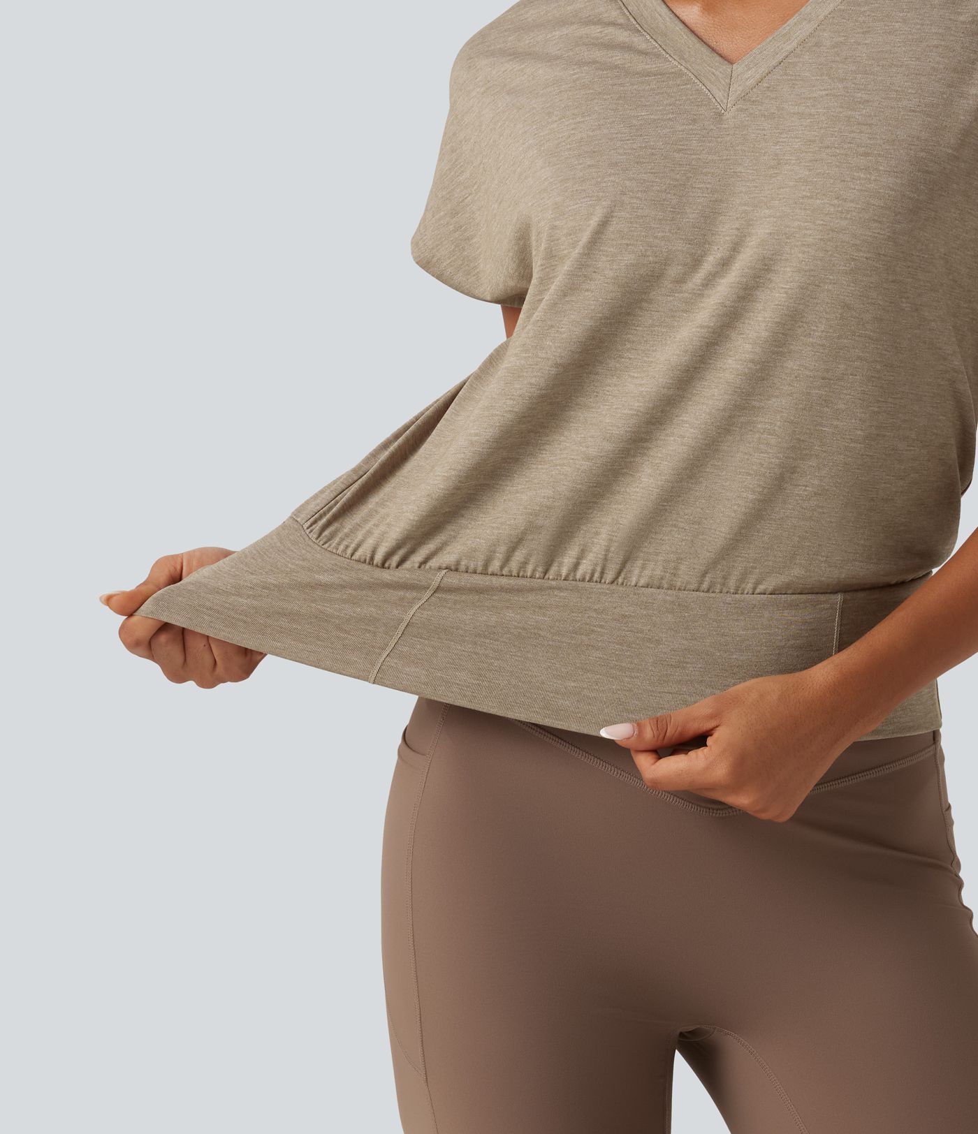 V Neck Batwing Short Sleeve Yoga Sports Top