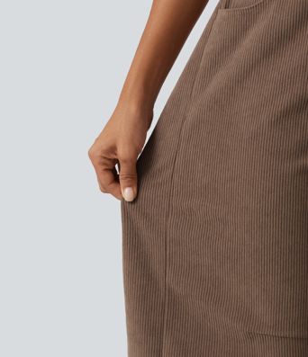 Lässige Kordhose im Barrel-Leg-Schnitt mit mittlerer Bundhöhe und Taschen