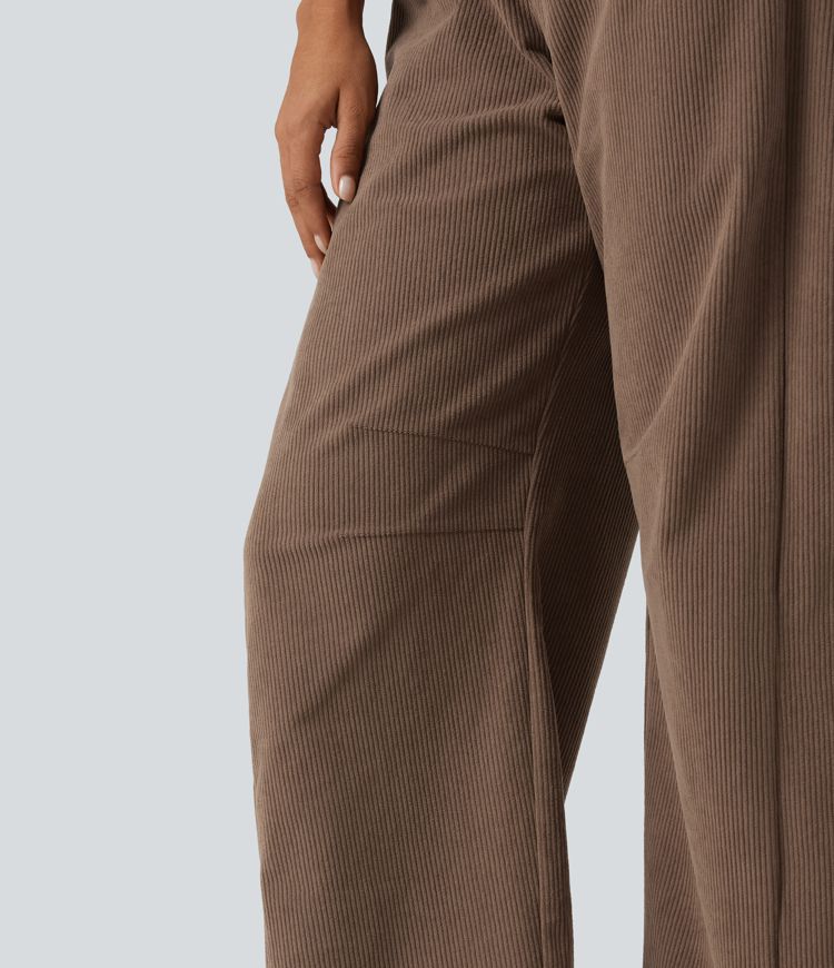 Lässige Kordhose im Barrel-Leg-Schnitt mit mittlerer Bundhöhe und Taschen