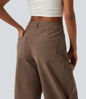 Lässige Kordhose im Barrel-Leg-Schnitt mit mittlerer Bundhöhe und Taschen