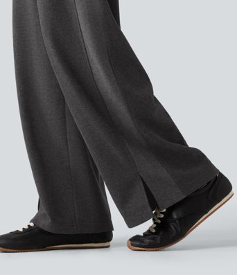 Pantalon droit taille haute à cordon avec poches