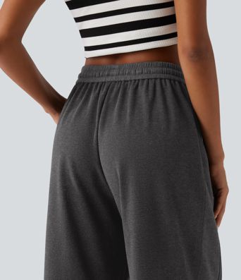 Pantalon droit taille haute à cordon avec poches