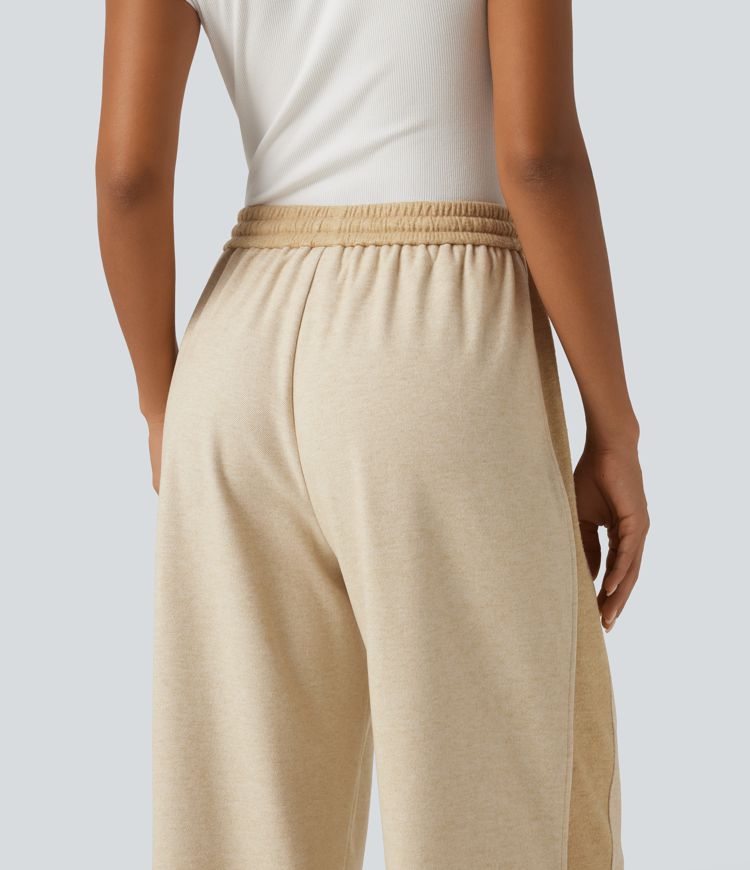 Pantalon droit taille haute à cordon avec poches Pantalon droit taille haute à cordon avec poches