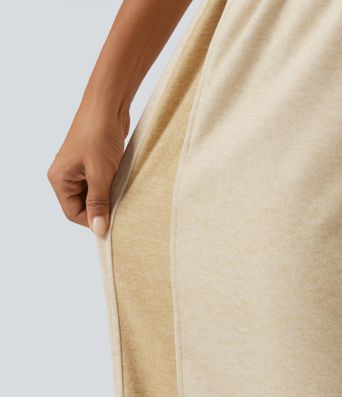 Pantalon droit taille haute à cordon avec poches Pantalon droit taille haute à cordon avec poches