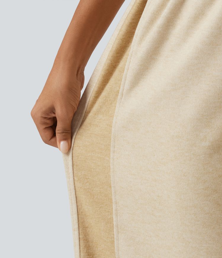 Pantalon droit taille haute à cordon avec poches Pantalon droit taille haute à cordon avec poches