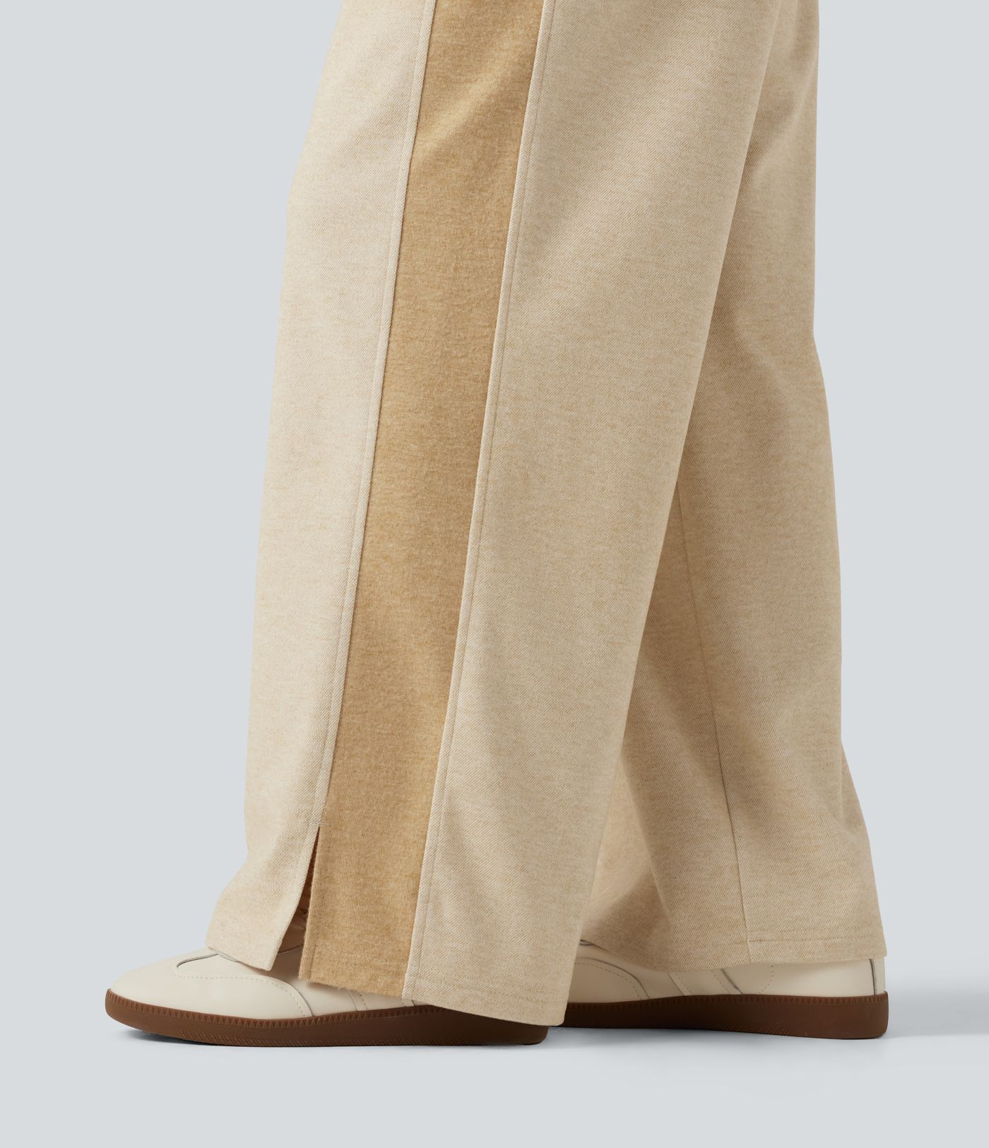 Pantalon droit taille haute à cordon avec poches Pantalon droit taille haute à cordon avec poches