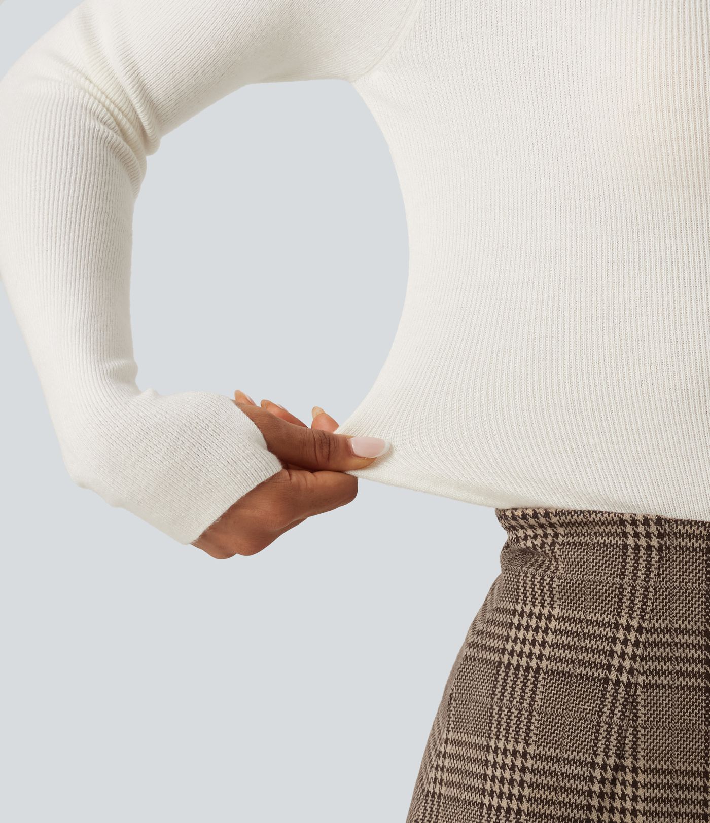 Mock Neck Long Sleeve Thumb Hole Work Wool-Blend Sweater Mock Neck Long Sleeve Thumb Hole Work Wool-Blend Sweater