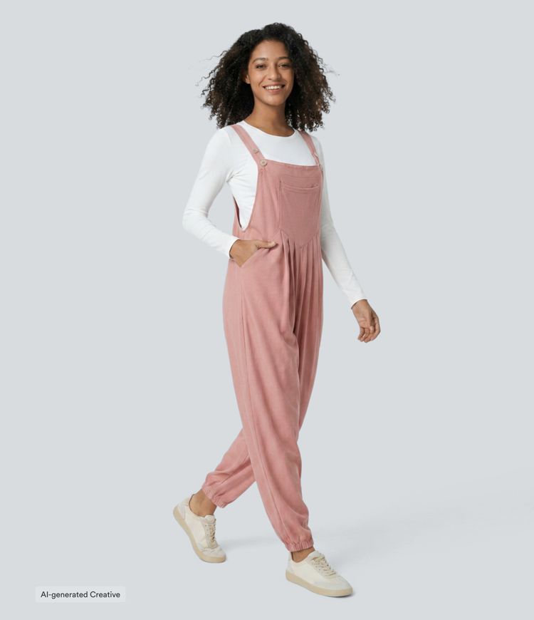 Pockets Waffle Casual Jogger Overalls Pockets Waffle Casual Jogger Overalls