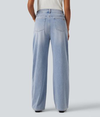 Halara Flex™ High Waisted Barrel Leg Casual Jeans with Pockets Halara Flex™ High Waisted Barrel Leg Casual Jeans with Pockets