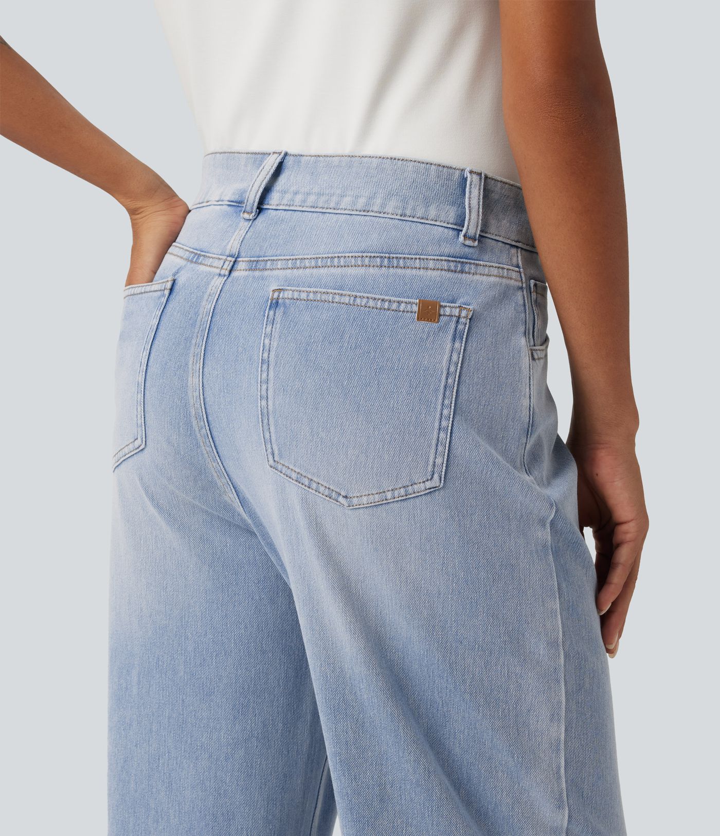 Halara Flex™ High Waisted Barrel Leg Casual Jeans with Pockets Halara Flex™ High Waisted Barrel Leg Casual Jeans with Pockets