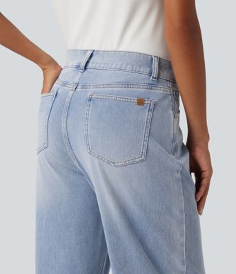Halara Flex™ High Waisted Barrel Leg Casual Jeans with Pockets Halara Flex™ High Waisted Barrel Leg Casual Jeans with Pockets