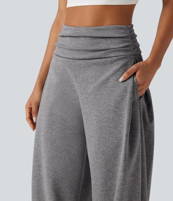 HIgh Waisted Ruched Balloon Casual Joggers with Pockets