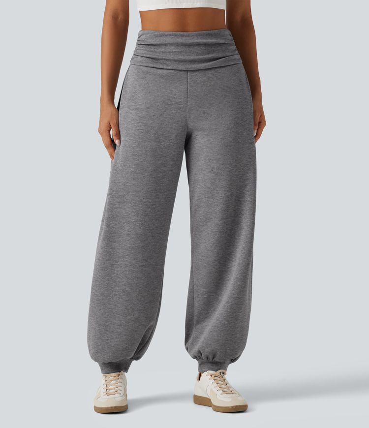 HIgh Waisted Ruched Balloon Casual Joggers with Pockets