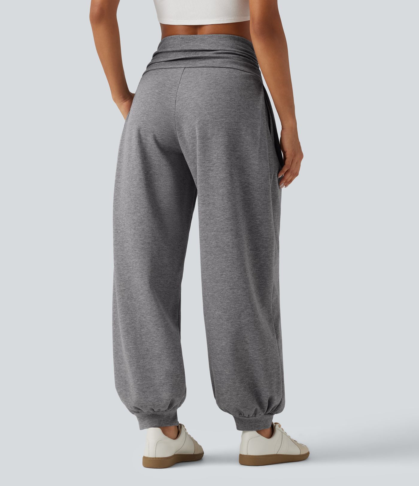 HIgh Waisted Ruched Balloon Casual Joggers with Pockets