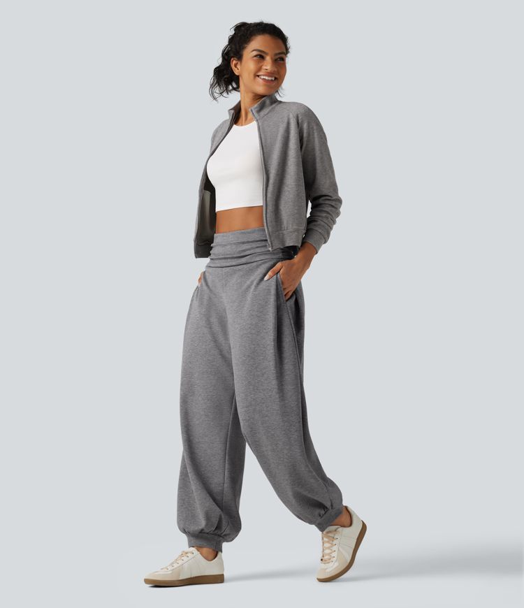 HIgh Waisted Ruched Balloon Casual Joggers with Pockets