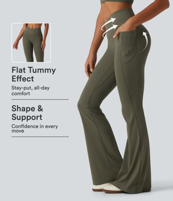 Halara UltraSculpt™ High Waisted Crossover Scrunch Butt Lifting Tummy Control Shaping Yoga Flare Leggings with Pockets Halara UltraSculpt™ High Waisted Crossover Scrunch Butt Lifting Tummy Control Shaping Yoga Flare Leggings with Pockets