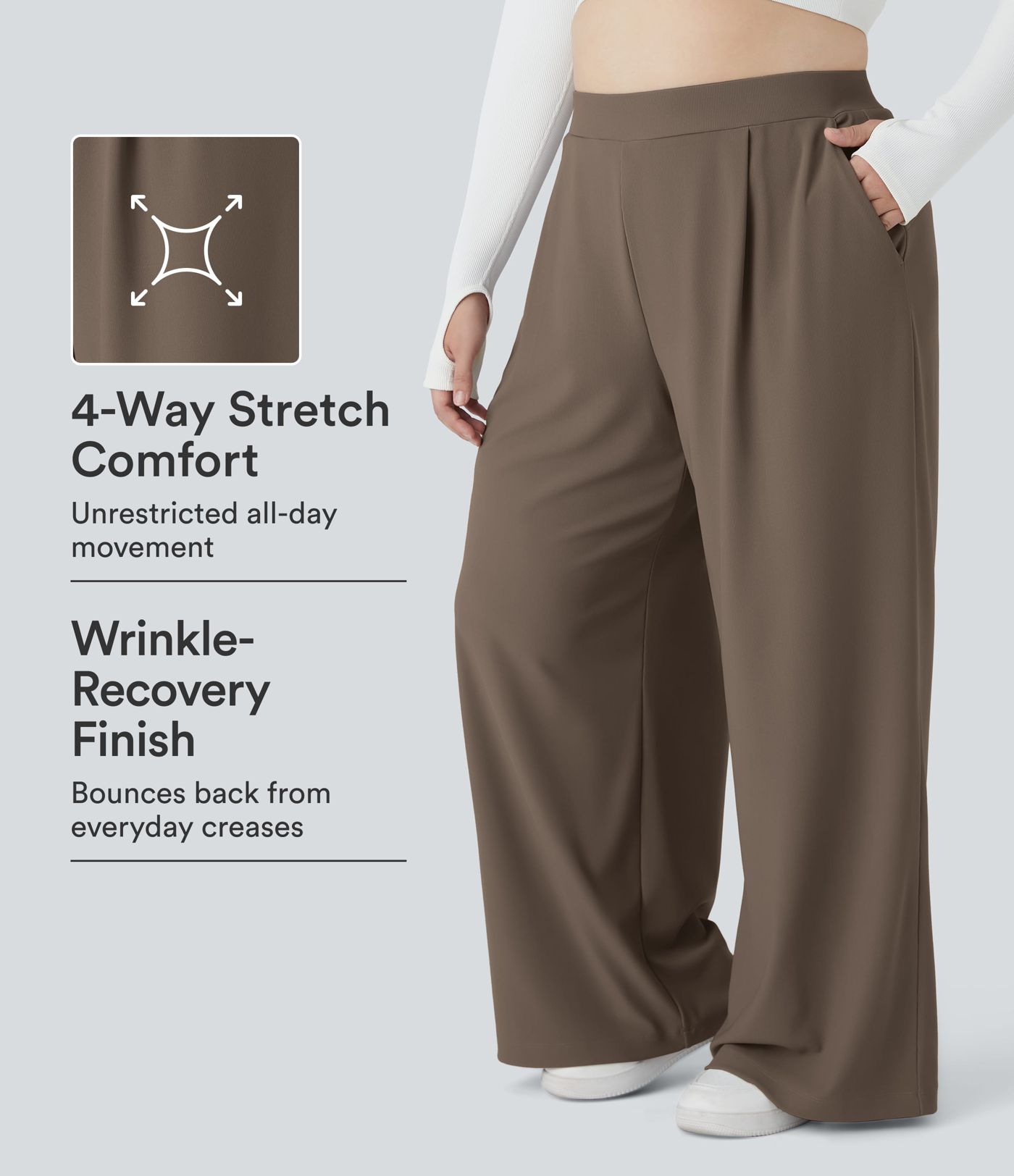 Halara Flex™ High Waisted Body Sculpt Waist-Slimming Pocket Wide Leg Micro Waffle Plus Size Work Pants Halara Flex™ High Waisted Body Sculpt Waist-Slimming Pocket Wide Leg Micro Waffle Plus Size Work Pants