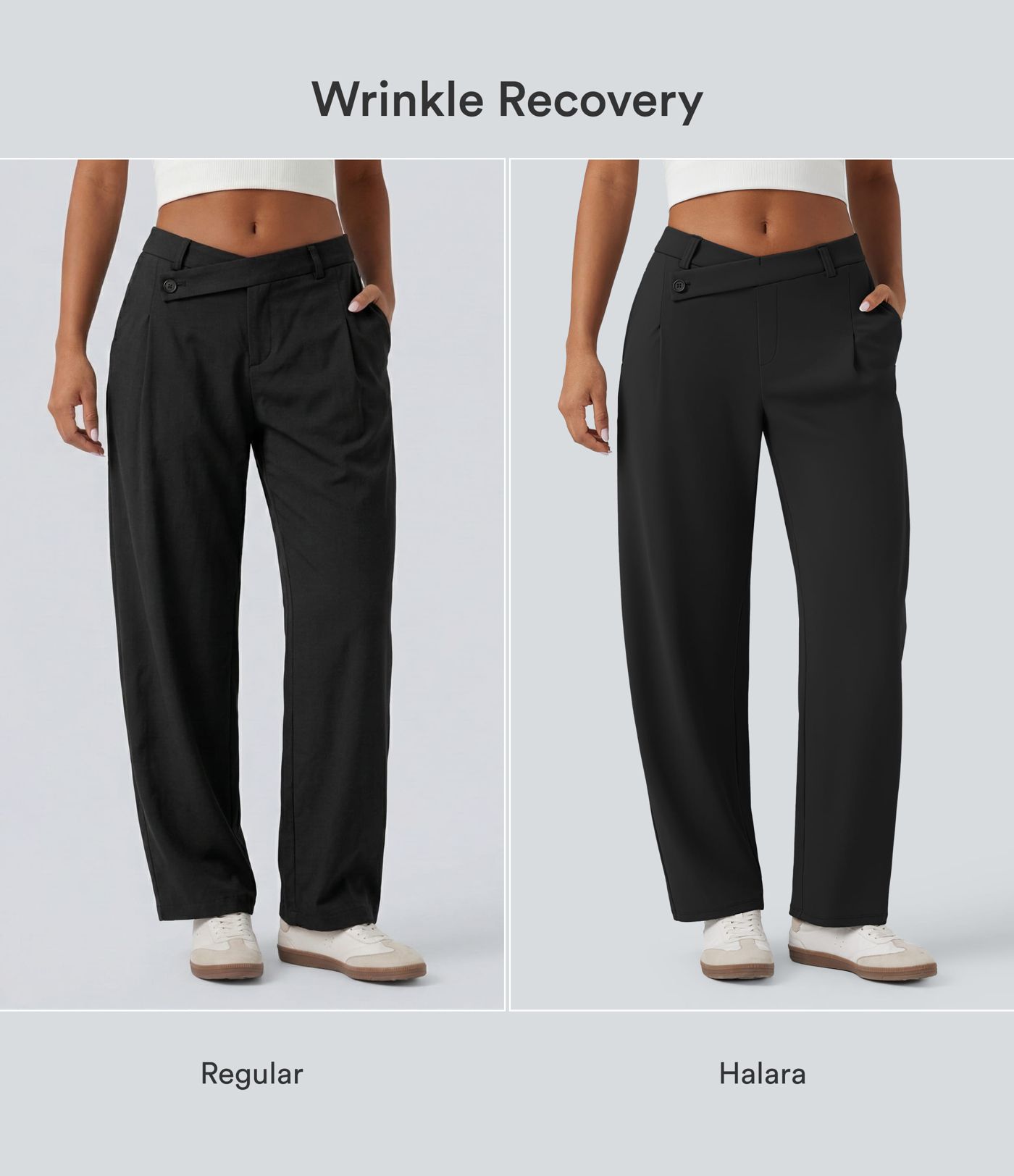 Halara Flex™ DayStretch Asymmetric Mid Rise Tapered Work Trousers with Pockets