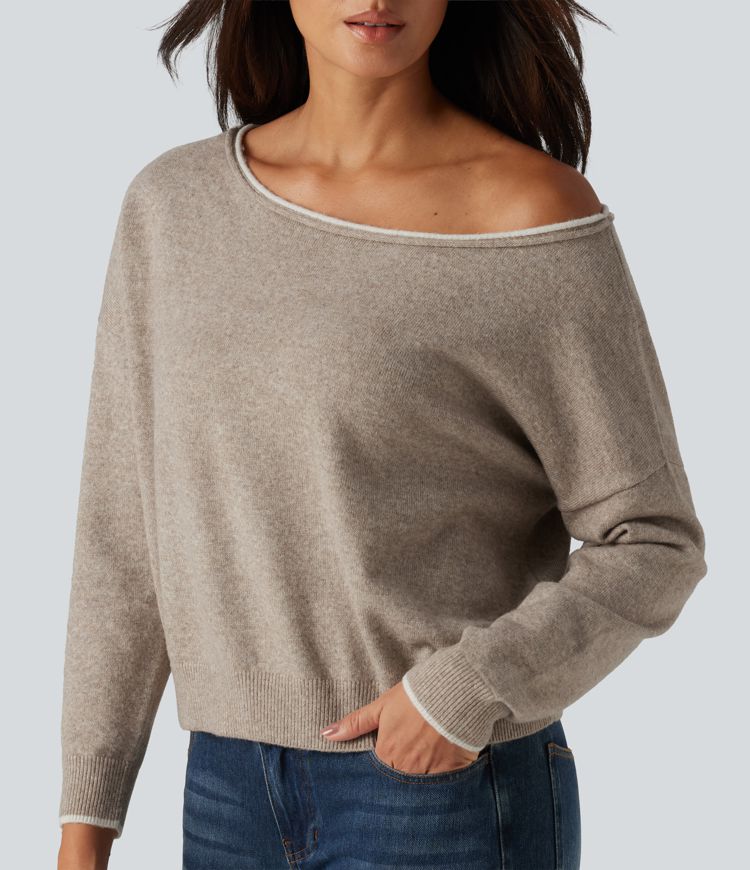 One Shoulder Long Sleeve Casual Sweater