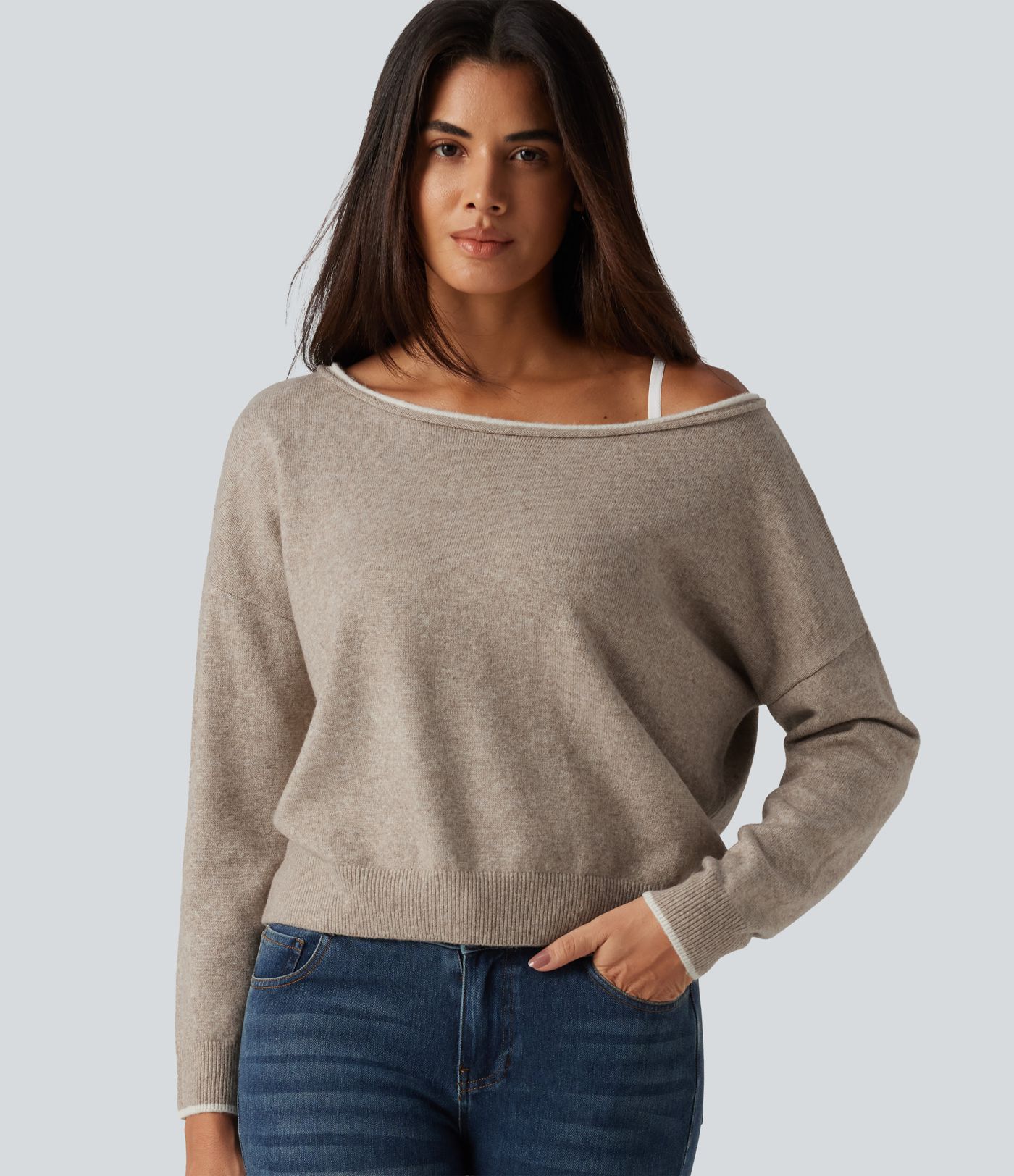 One Shoulder Long Sleeve Casual Sweater