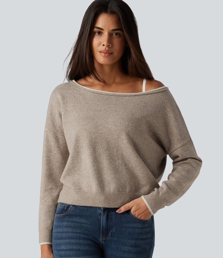One Shoulder Long Sleeve Casual Sweater