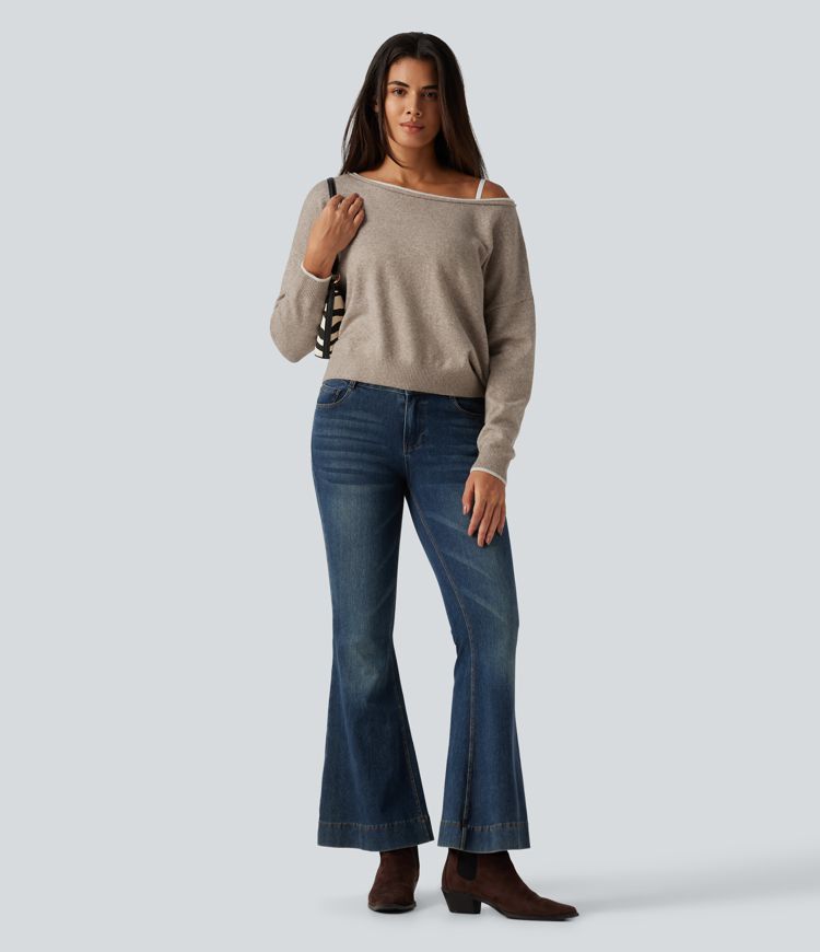 One Shoulder Long Sleeve Casual Sweater