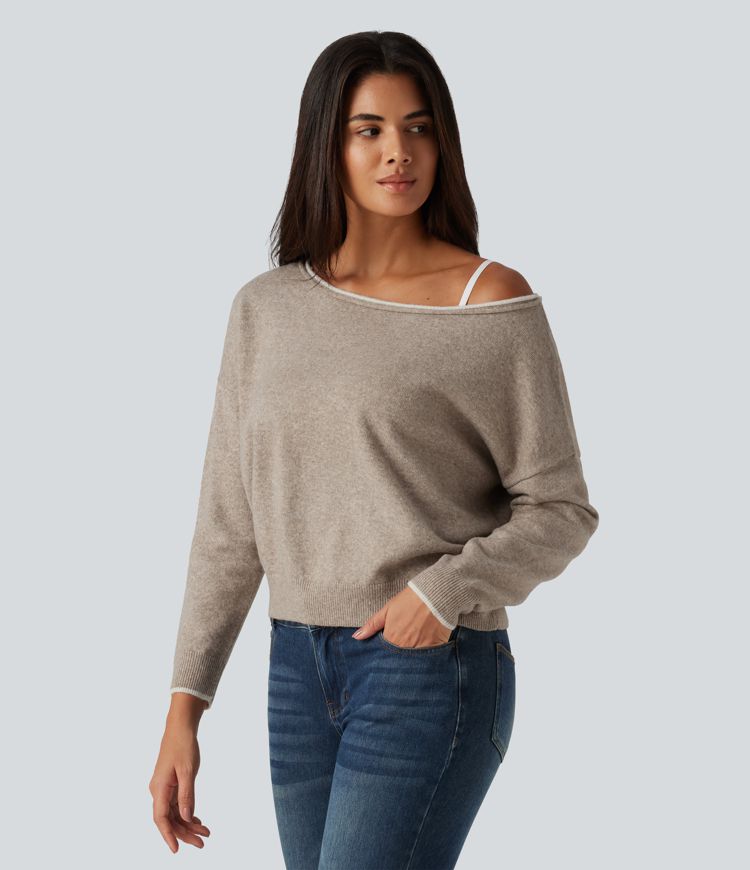 One Shoulder Long Sleeve Casual Sweater