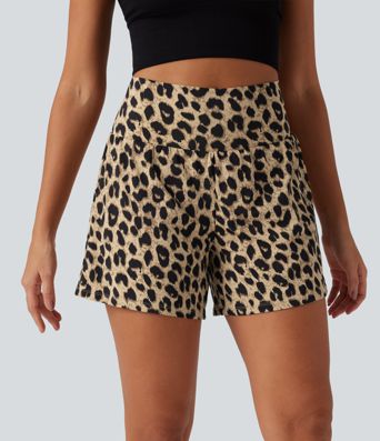2-in-1 Yoga-Shorts mit hohem Bund, mehreren Taschen und Leopardenmuster - 12,7 cm 2-in-1 Yoga-Shorts mit hohem Bund, mehreren Taschen und Leopardenmuster - 12,7 cm