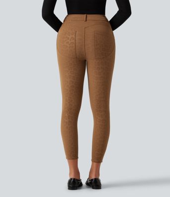 High Waisted Leopard Print Fleece Casual Leggings with Pockets High Waisted Leopard Print Fleece Casual Leggings with Pockets