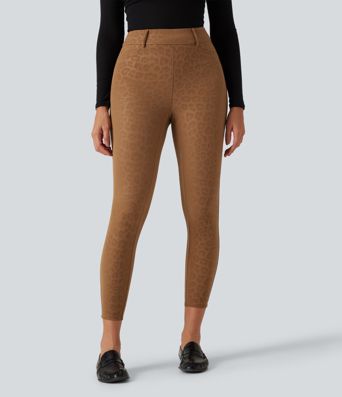 High Waisted Leopard Print Fleece Casual Leggings with Pockets High Waisted Leopard Print Fleece Casual Leggings with Pockets