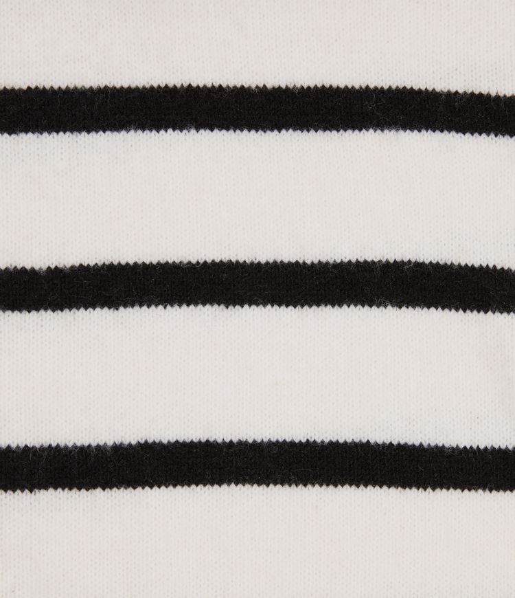 High Neck Long Sleeve Stripe Work Sweater