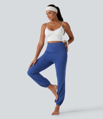 High Waisted Tummy Control Fleece Dance Balloon Joggers with Pockets
