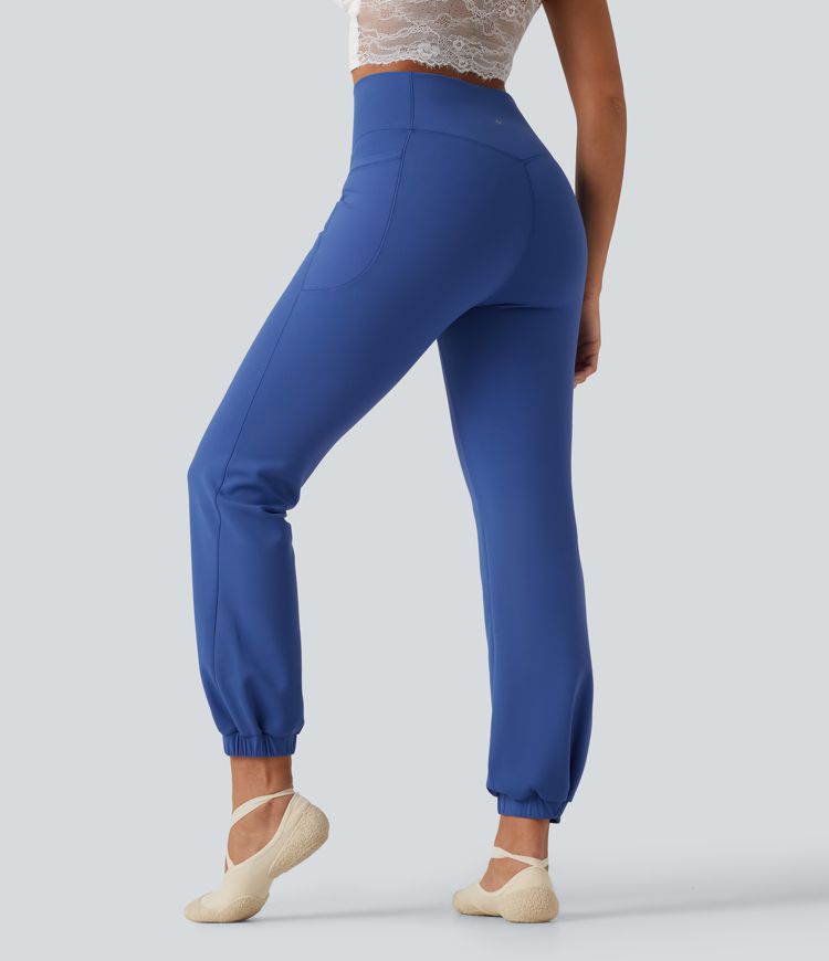 High Waisted Tummy Control Fleece Dance Balloon Joggers with Pockets