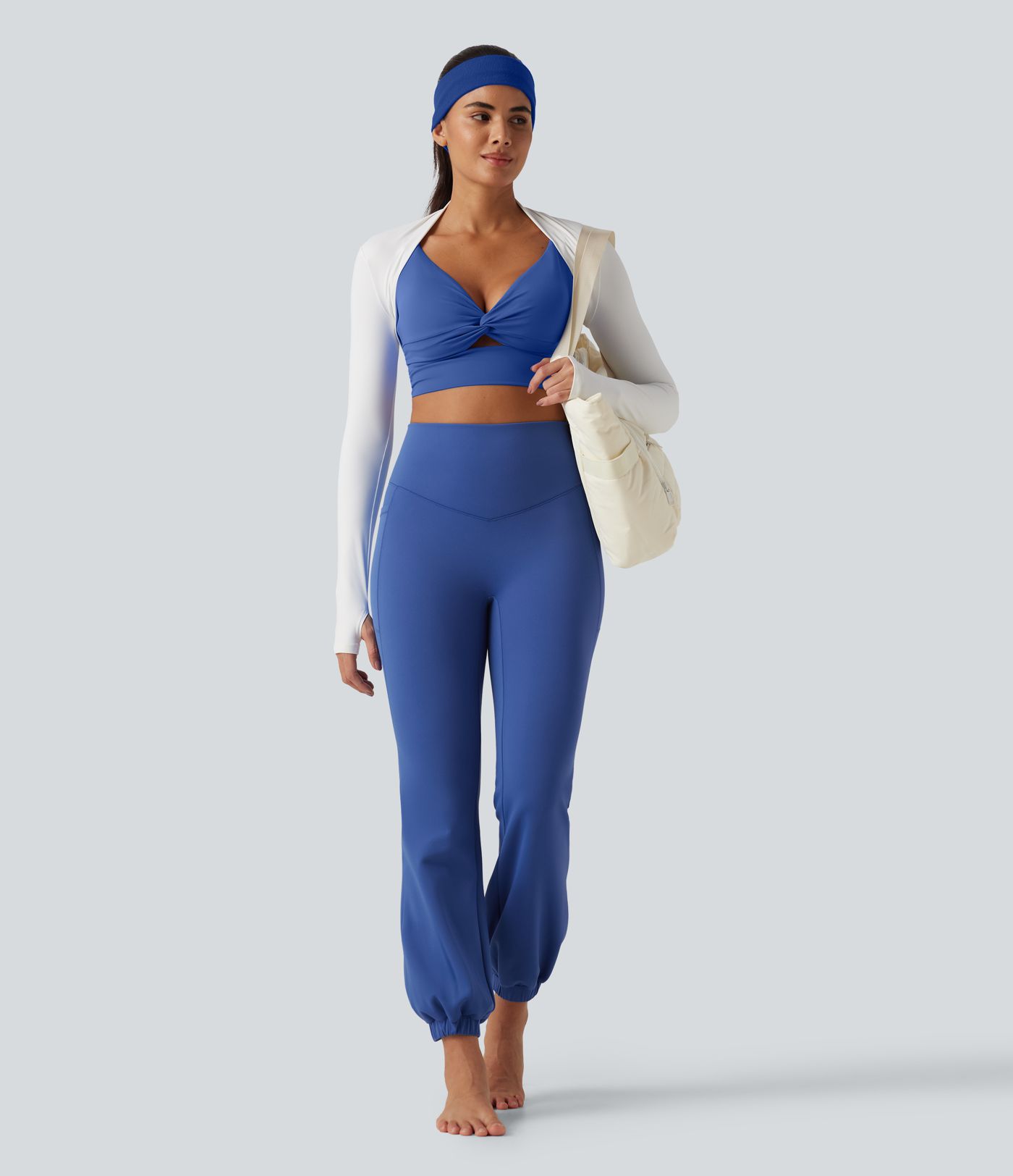 High Waisted Tummy Control Fleece Dance Balloon Joggers with Pockets
