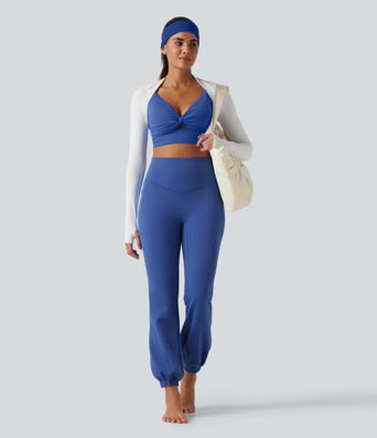 High Waisted Tummy Control Fleece Dance Balloon Joggers with Pockets