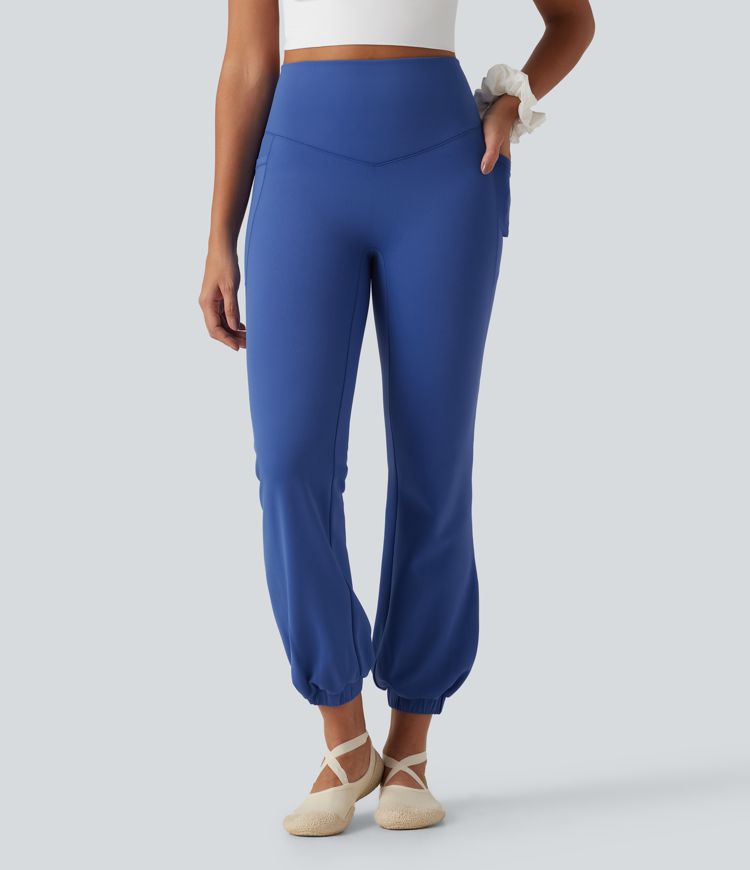 High Waisted Tummy Control Fleece Dance Balloon Joggers with Pockets