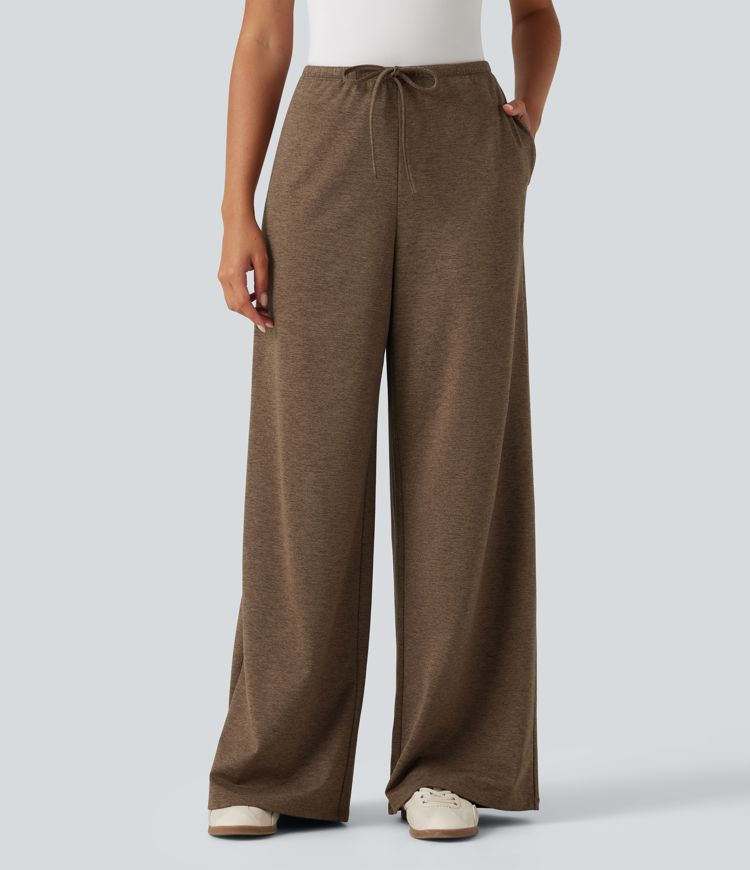 Mid Rise Drawstring Baggy Quick Dry Fleece Casual Sweatpants with Pockets-UPF40+ Mid Rise Drawstring Baggy Quick Dry Fleece Casual Sweatpants with Pockets-UPF40+