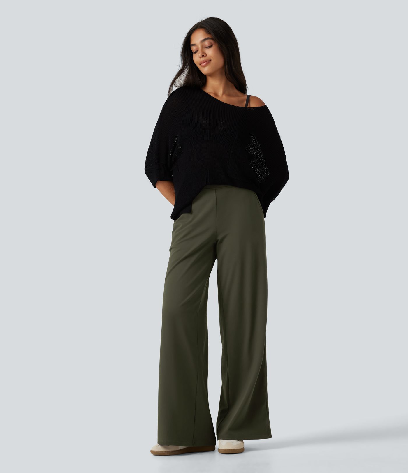 DayStretch High Waisted Wide Leg Casual Pants with Pockets DayStretch High Waisted Wide Leg Casual Pants with Pockets