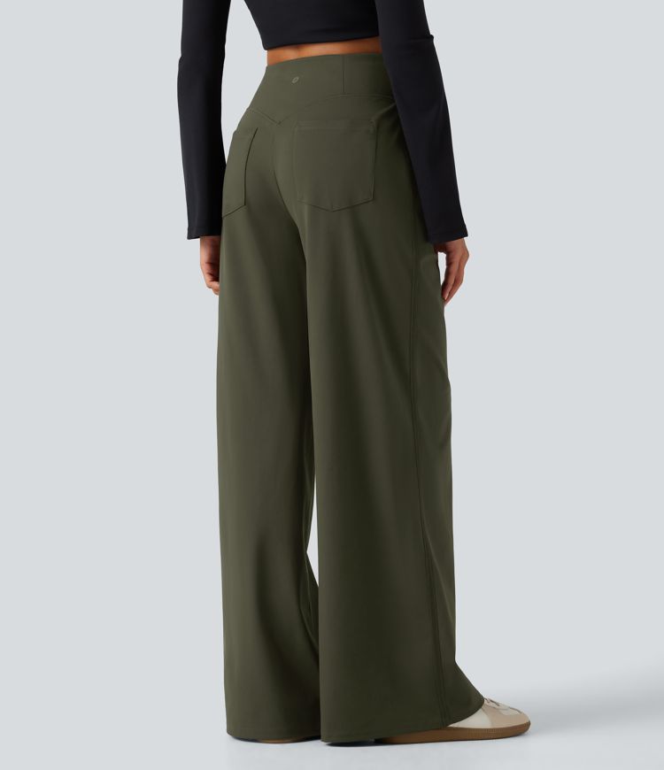 DayStretch High Waisted Wide Leg Casual Pants with Pockets DayStretch High Waisted Wide Leg Casual Pants with Pockets