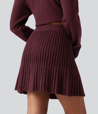High Waisted A Line Mini Casual Sweater Skirt