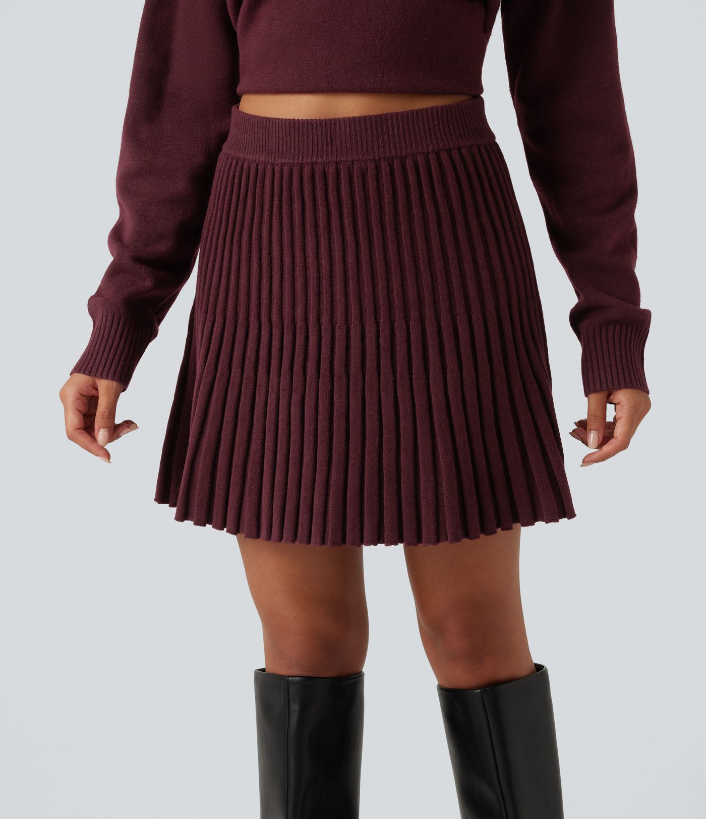 High Waisted A Line Mini Casual Sweater Skirt