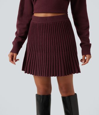 High Waisted A Line Mini Casual Sweater Skirt