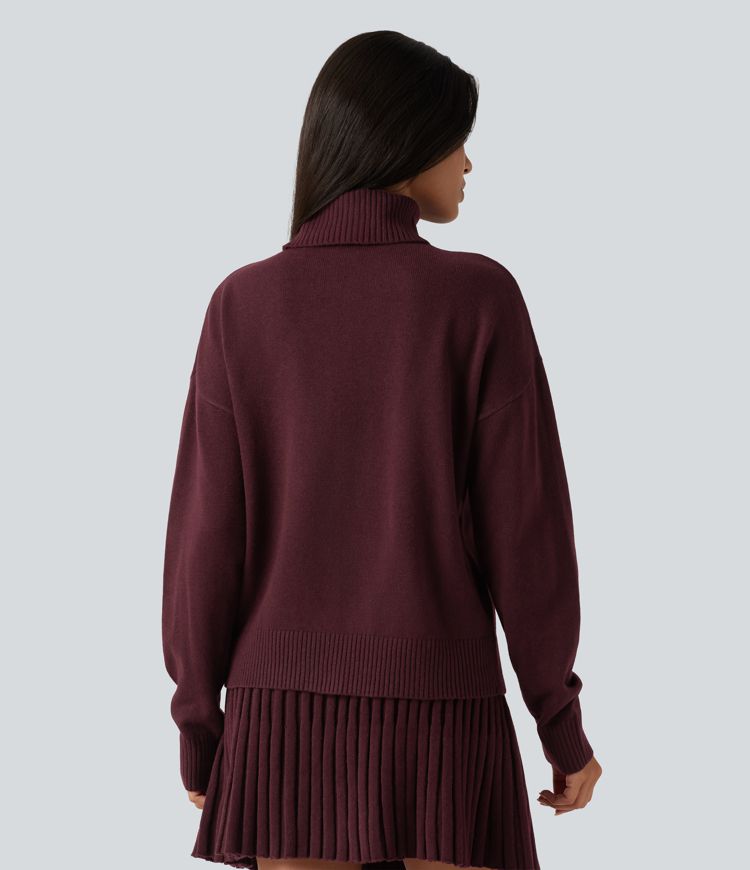Lässiger Pullover mit hohem Kragen und langen Ärmeln Lässiger Pullover mit hohem Kragen und langen Ärmeln